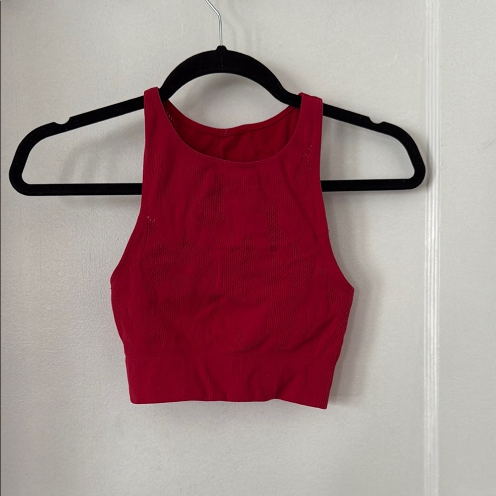 Fabletics Red Fitted Crop Tank Top